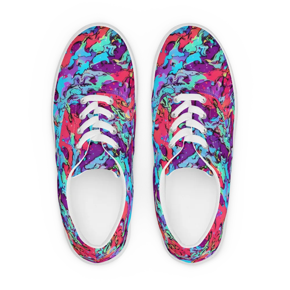 Candy Collapse on Men's Lace-Up Canvas Shoes — Front