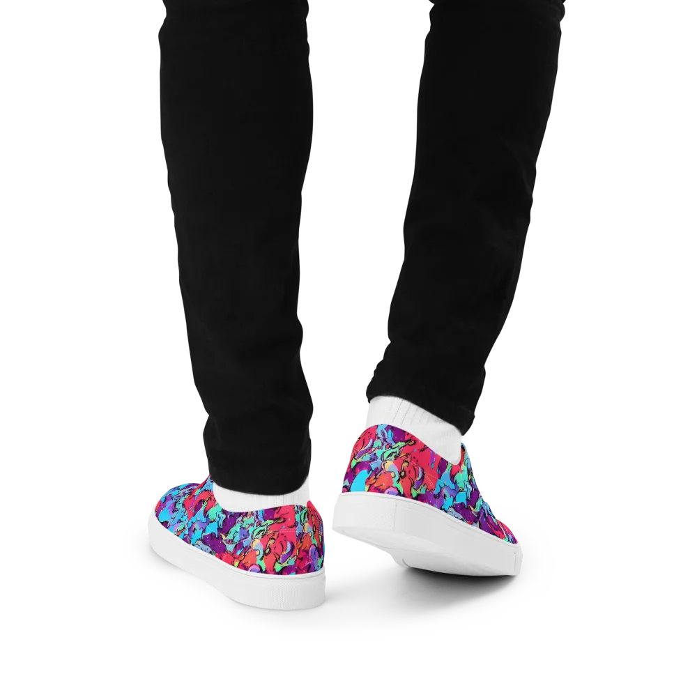 Candy Collapse on Men's Lace-Up Canvas Shoes — Back
