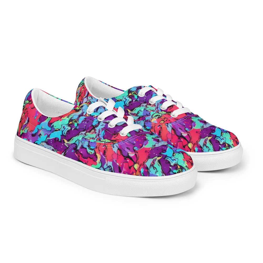 Candy Collapse on Men's Lace-Up Canvas Shoes — Right Front