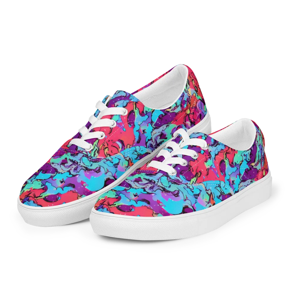 Candy Collapse on Men's Lace-Up Canvas Shoes — Left Front