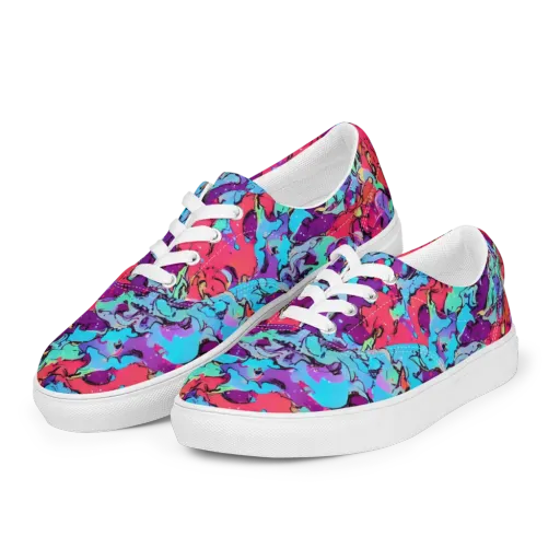 Candy Collapse on a Men's Lace-Up Canvas Shoes