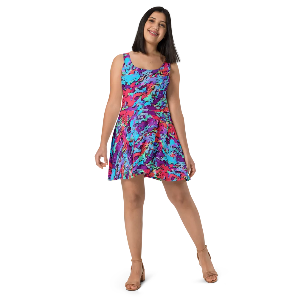 Candy Collapse on Skater Dress — Front
