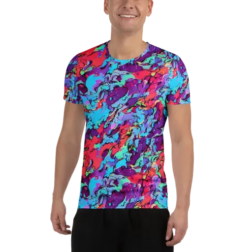 Candy Collapse on a Men's Athletic T-Shirt