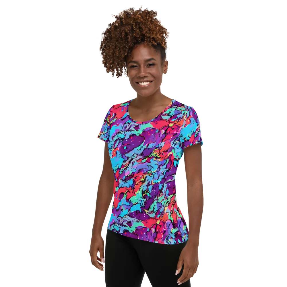 Candy Collapse on Women's Athletic T-Shirt — Left