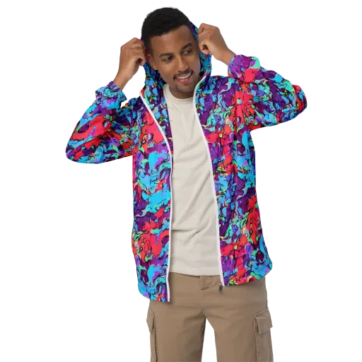 Candy Collapse on a Men's Windbreaker