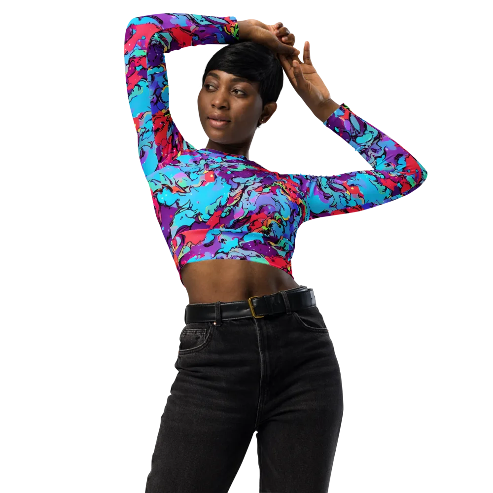 Candy Collapse on Long Sleeve Crop Top — Front