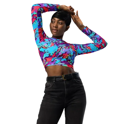 Candy Collapse on a Long Sleeve Crop Top