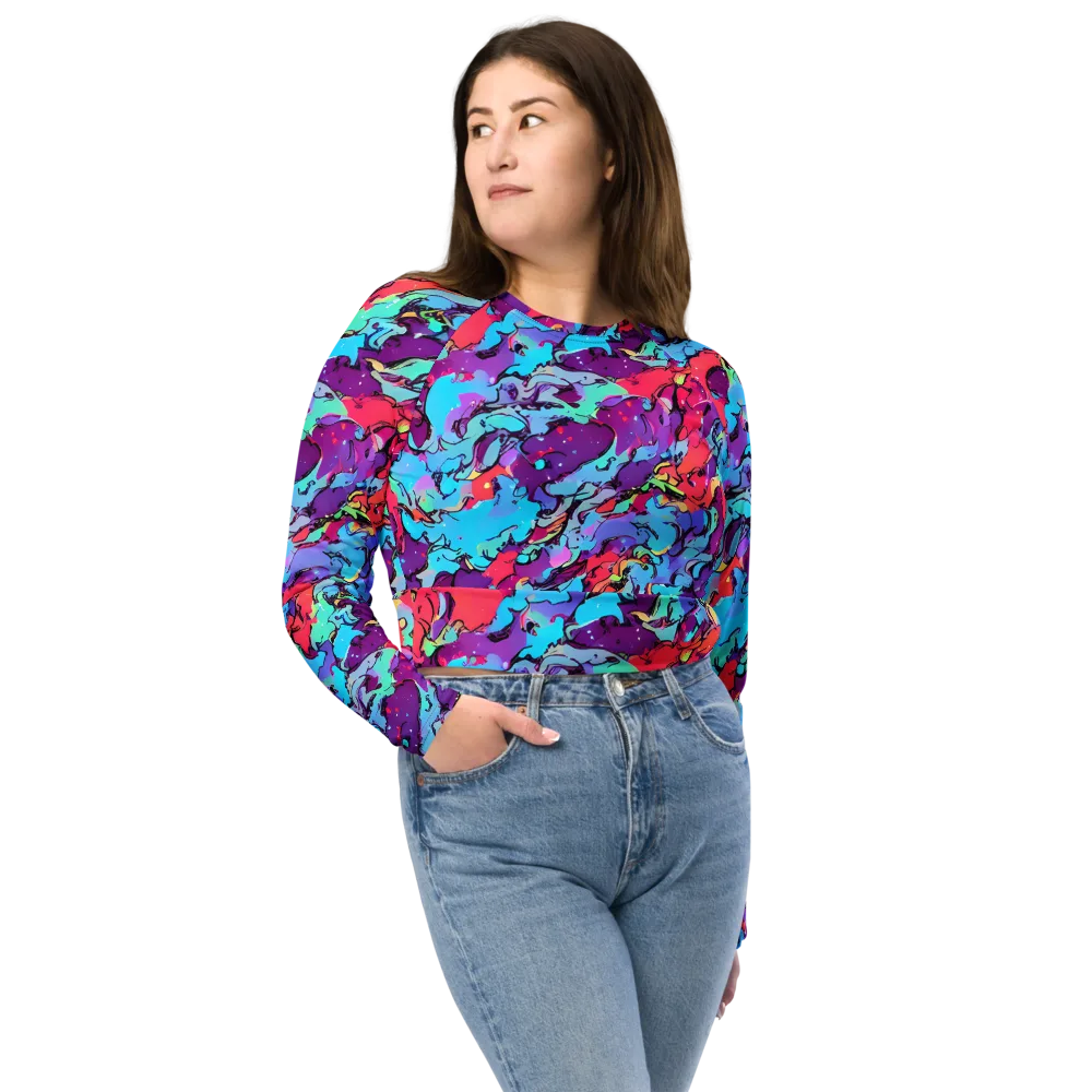 Candy Collapse on Long Sleeve Crop Top — Front
