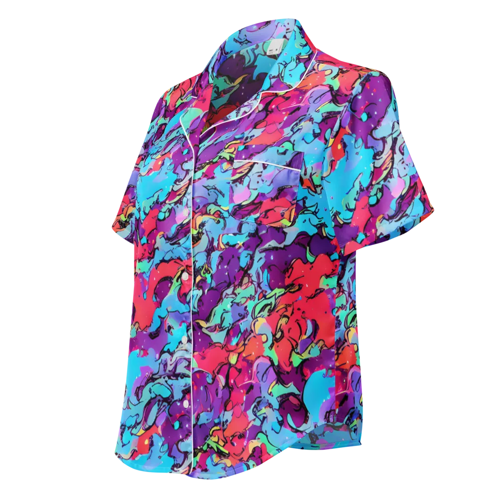 Candy Collapse on Women's Short Sleeve Pajama Top — Left Front