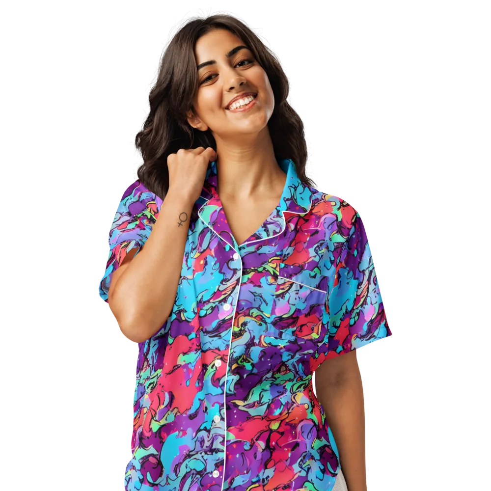 Candy Collapse on Women's Short Sleeve Pajama Top — Front