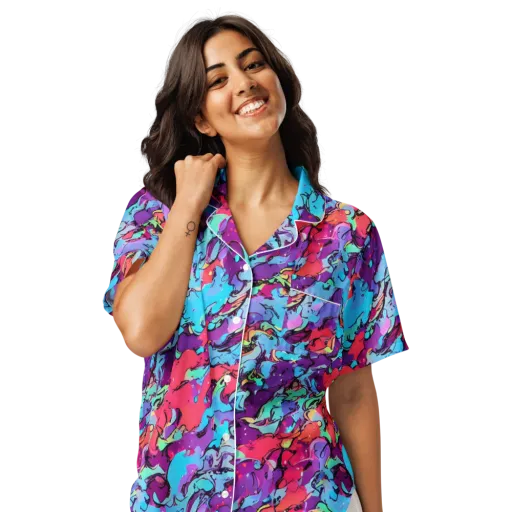 Candy Collapse on a Women's Short Sleeve Pajama Top