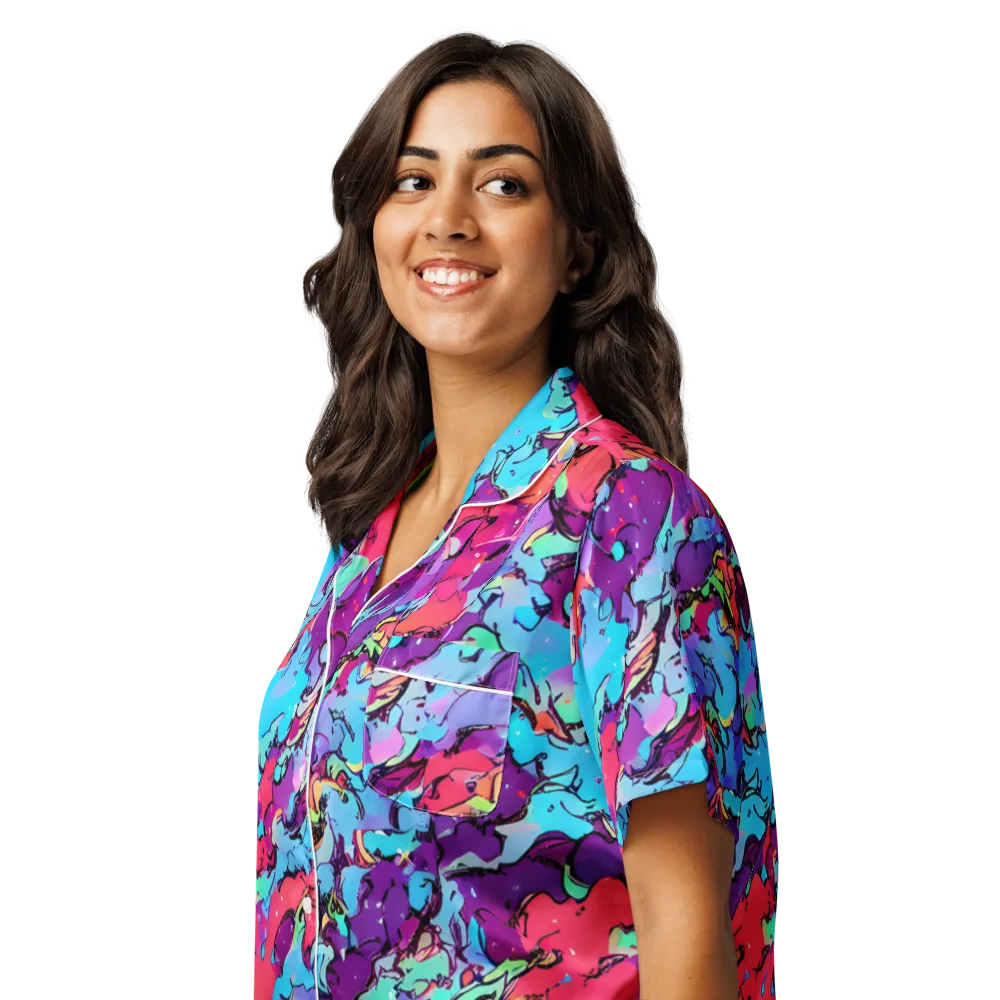 Candy Collapse on Women's Short Sleeve Pajama Top — Left Front