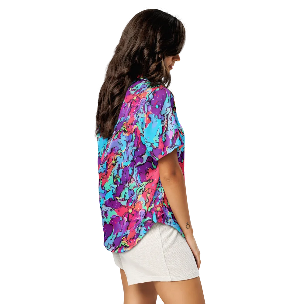 Candy Collapse on Women's Short Sleeve Pajama Top — Right Back