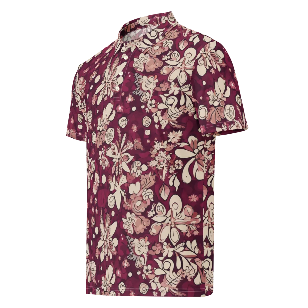 Merlot Meadow on Men's Slim Fit Polo Shirt — Left Front