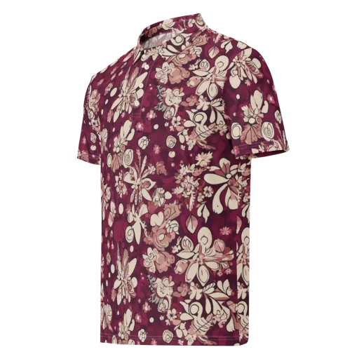 Merlot Meadow on a Men's Slim Fit Polo Shirt