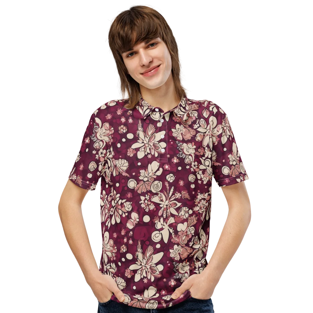 Merlot Meadow on Men's Slim Fit Polo Shirt — Front