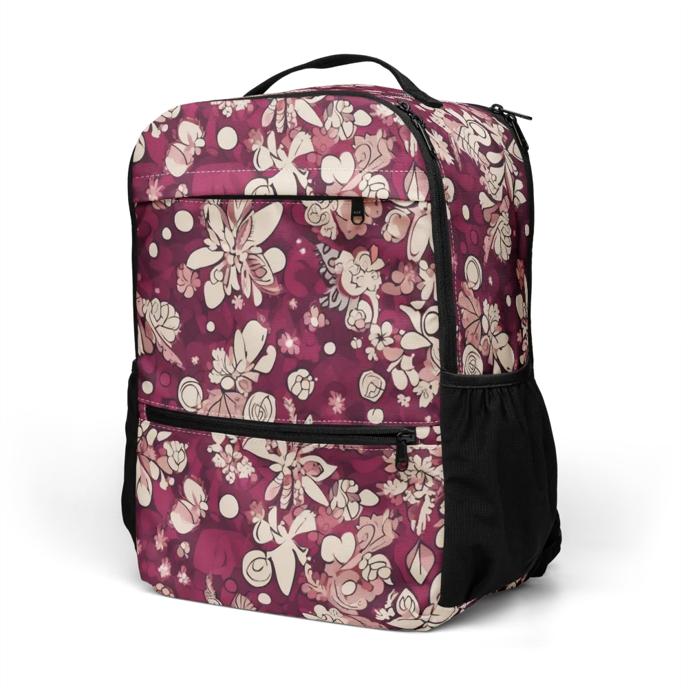 Merlot Meadow on Utility Backpack — Left Front