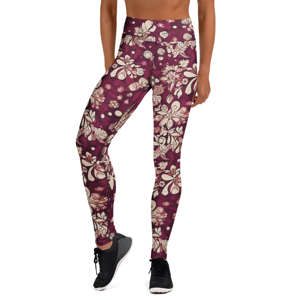 Merlot Meadow on Yoga Leggings — Front