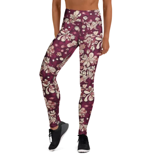 Merlot Meadow on a Yoga Leggings