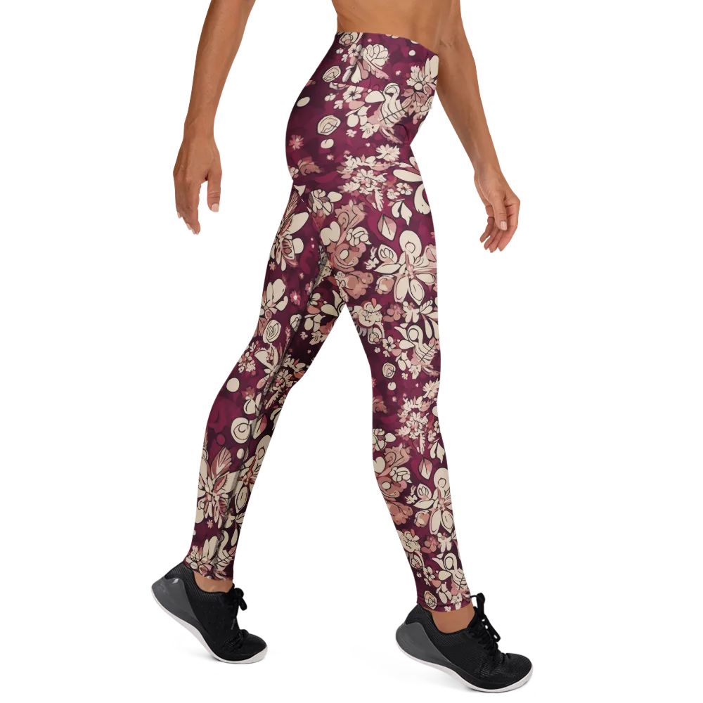 Merlot Meadow on Yoga Leggings — Right