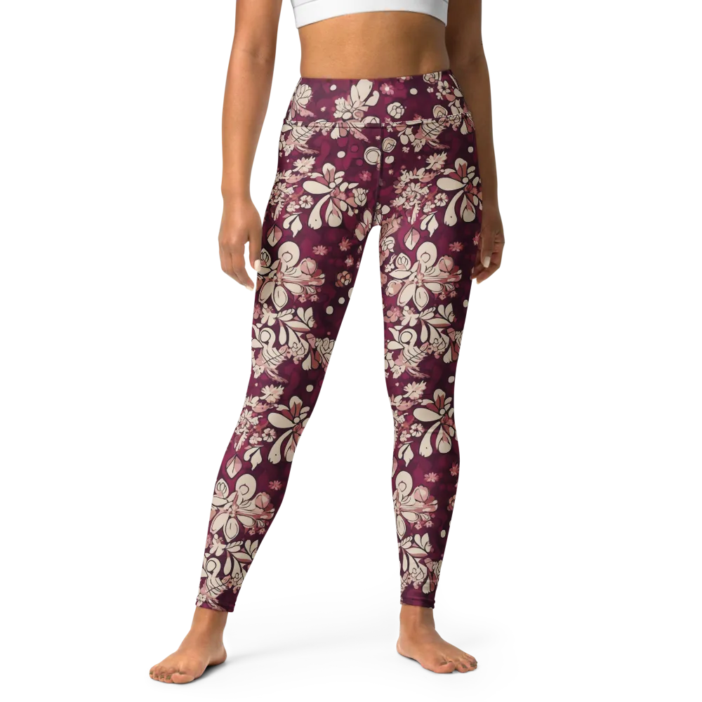 Merlot Meadow on Yoga Leggings — Front