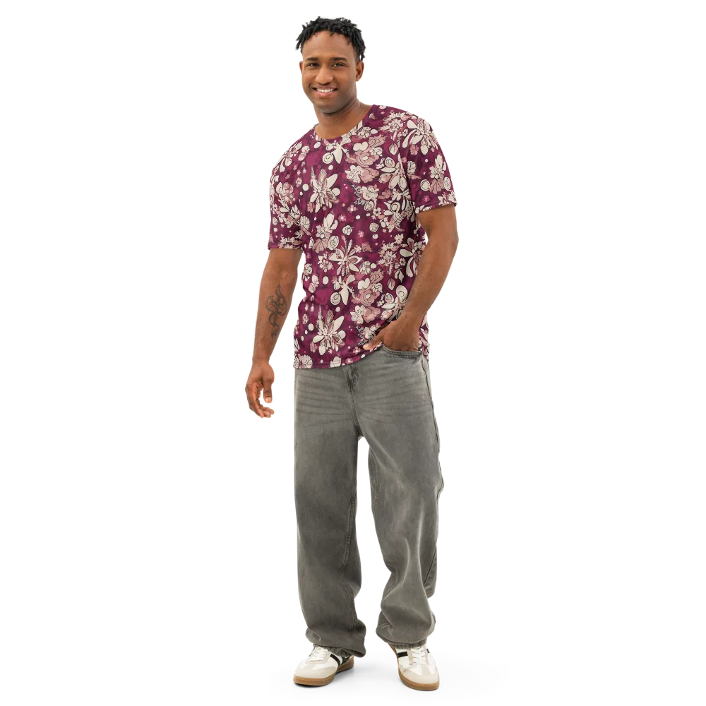 Merlot Meadow on Men's Cotton Crew Neck T-Shirt — Front