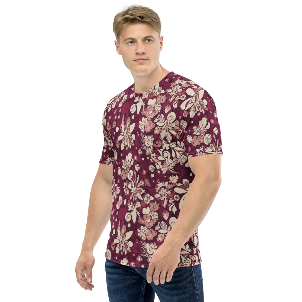 Merlot Meadow on Men's Crew Neck T-Shirt — Left