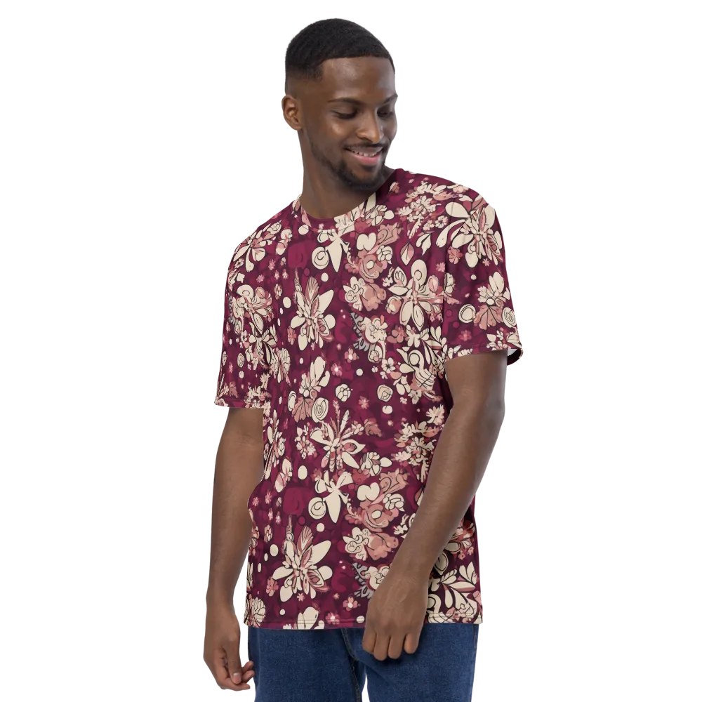 Merlot Meadow on Men's Crew Neck T-Shirt — Left