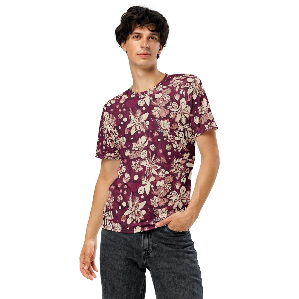 Merlot Meadow on Men's Crew Neck T-Shirt — Front