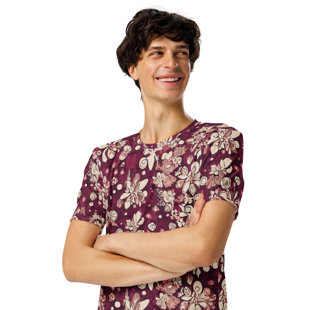 Merlot Meadow on Men's Crew Neck T-Shirt — Left Front