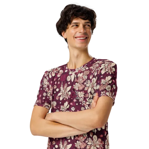 Merlot Meadow on a Men's Crew Neck T-Shirt