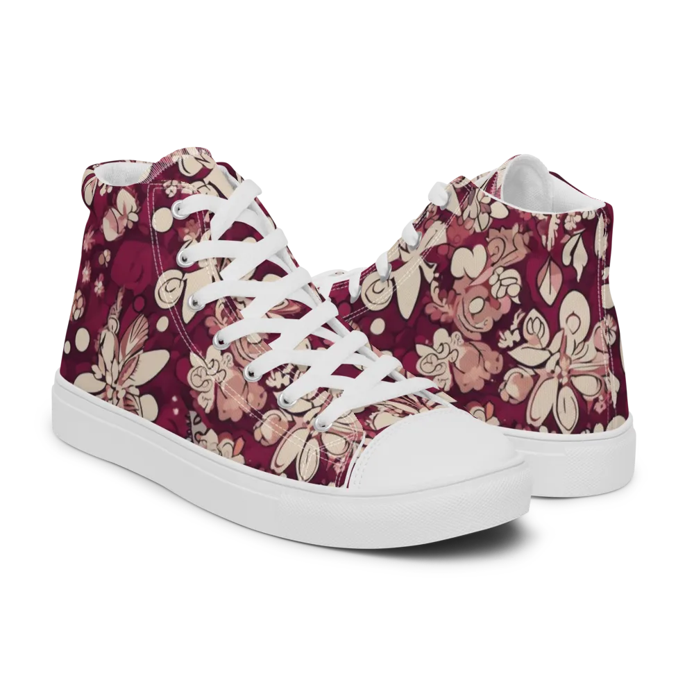 Merlot Meadow on Men's High Top Canvas Shoes — Right