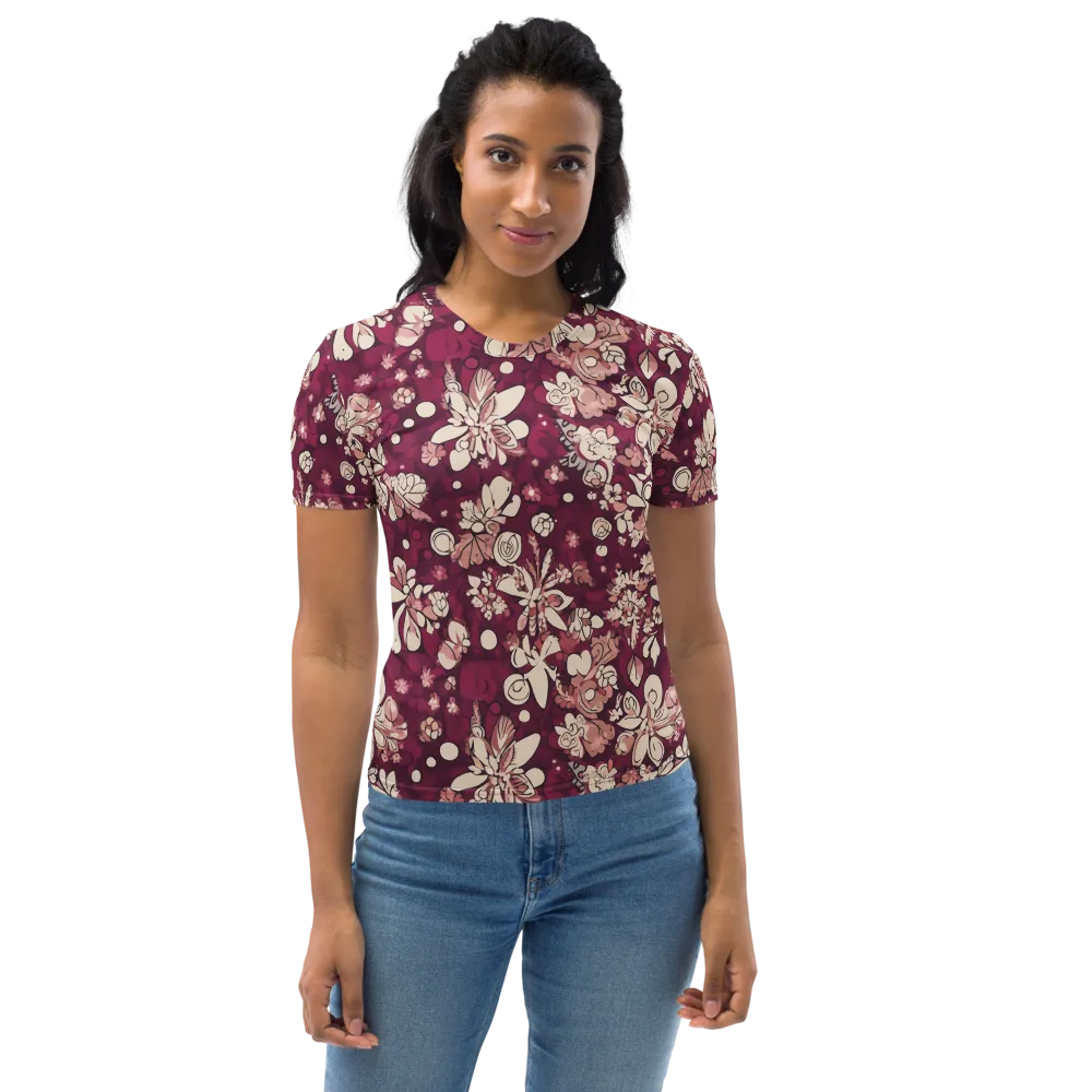 Merlot Meadow on Women's Crew Neck T-Shirt — Front