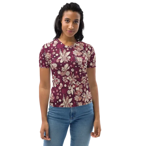 Merlot Meadow on a Women's Crew Neck T-Shirt