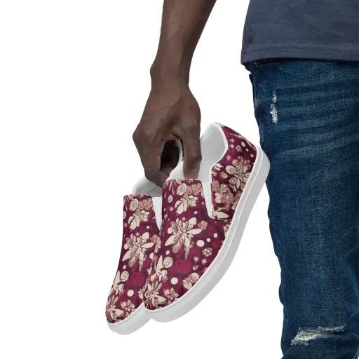 Merlot Meadow on a Men's Slip-On Canvas Shoes