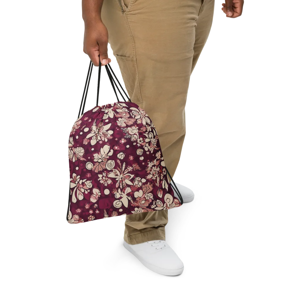 Merlot Meadow on Drawstring Bag — Front
