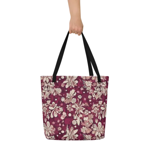Merlot Meadow on a Large Tote Bag W/ Pocket
