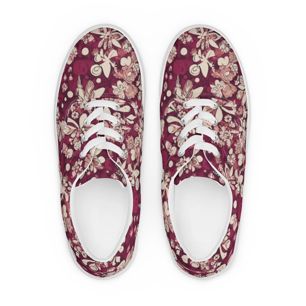 Merlot Meadow on Men's Lace-Up Canvas Shoes — Front