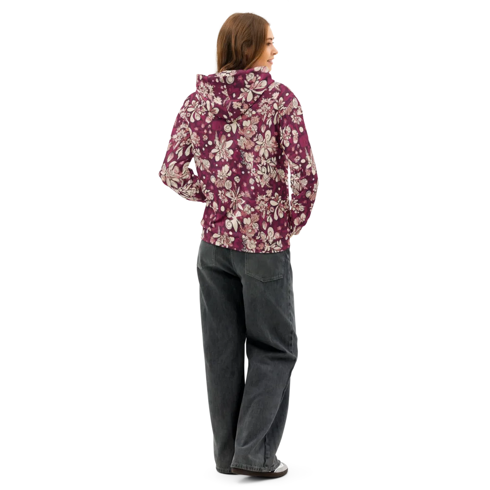 Merlot Meadow on Cotton Hoodie — Back