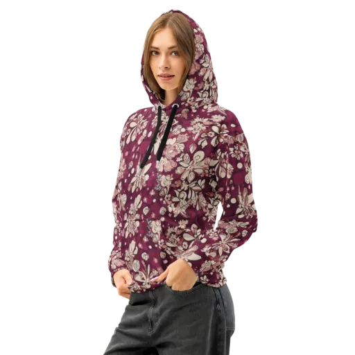 Merlot Meadow on a Cotton Hoodie