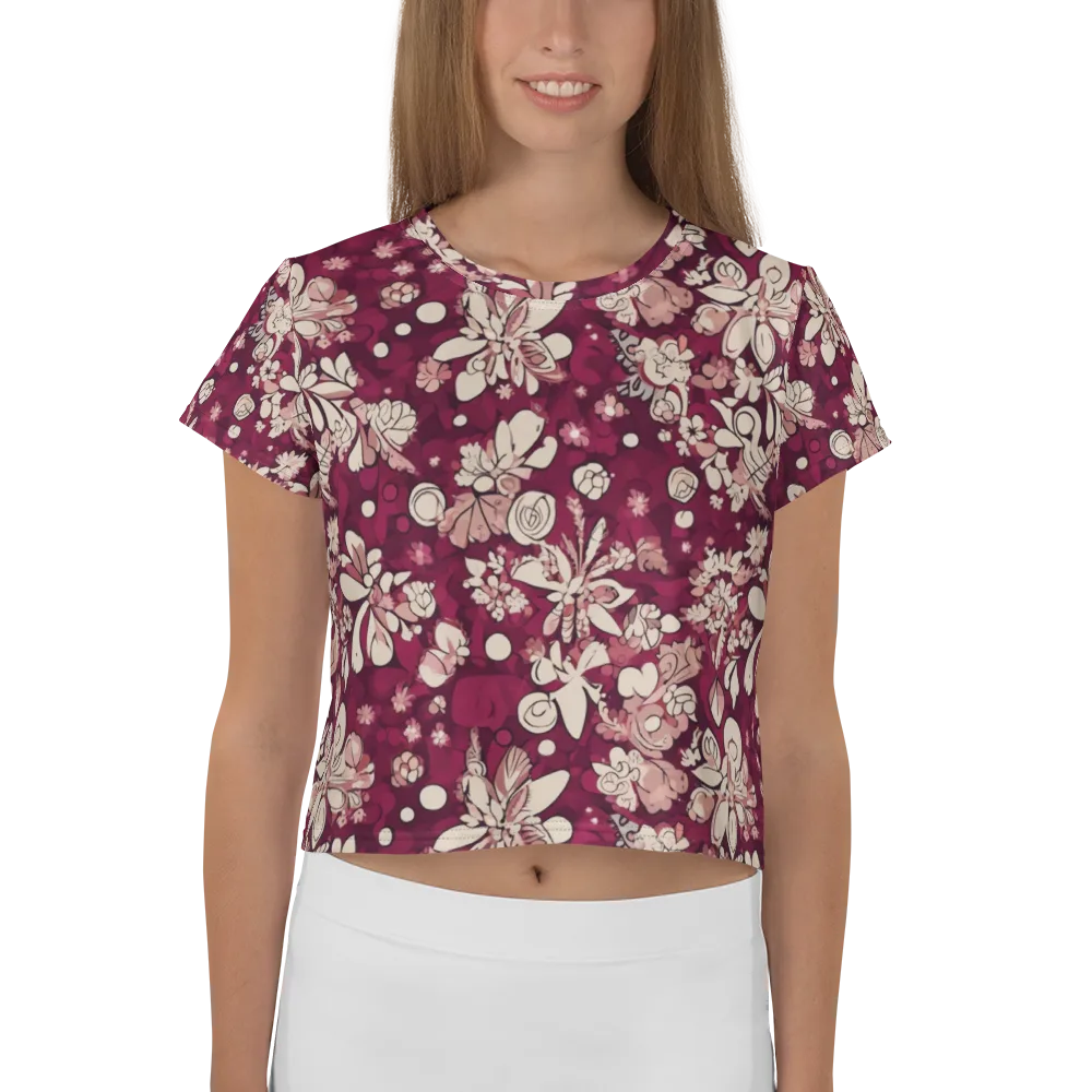 Merlot Meadow on Crop Tee — Front