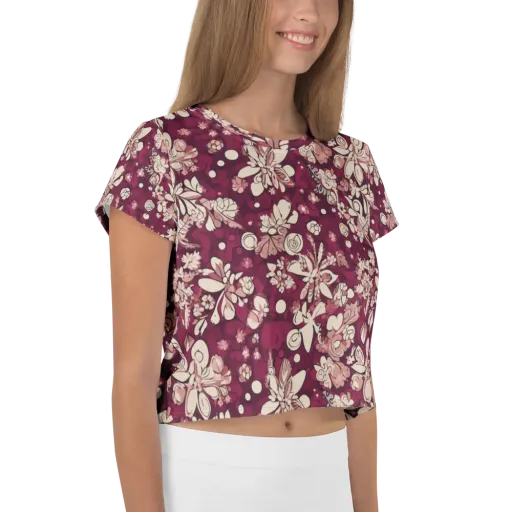 Merlot Meadow on a Crop Tee