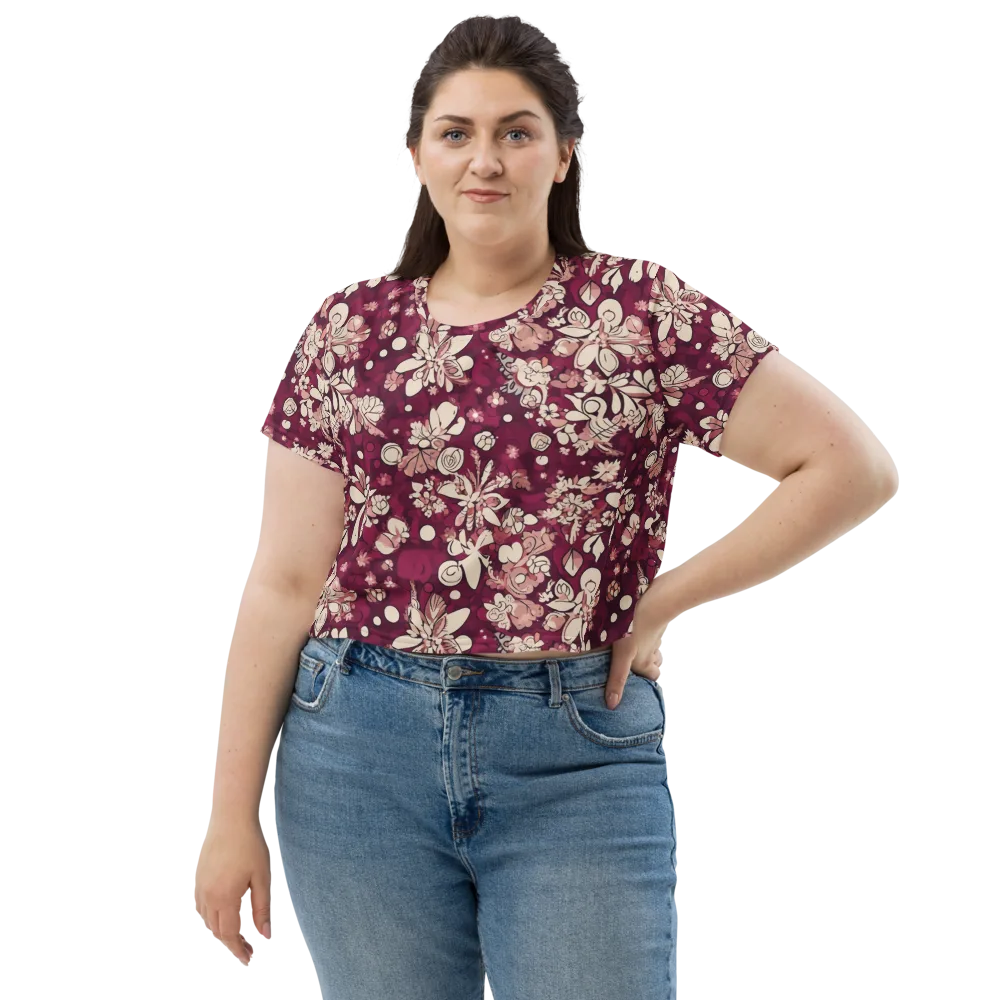 Merlot Meadow on Crop Tee — Front
