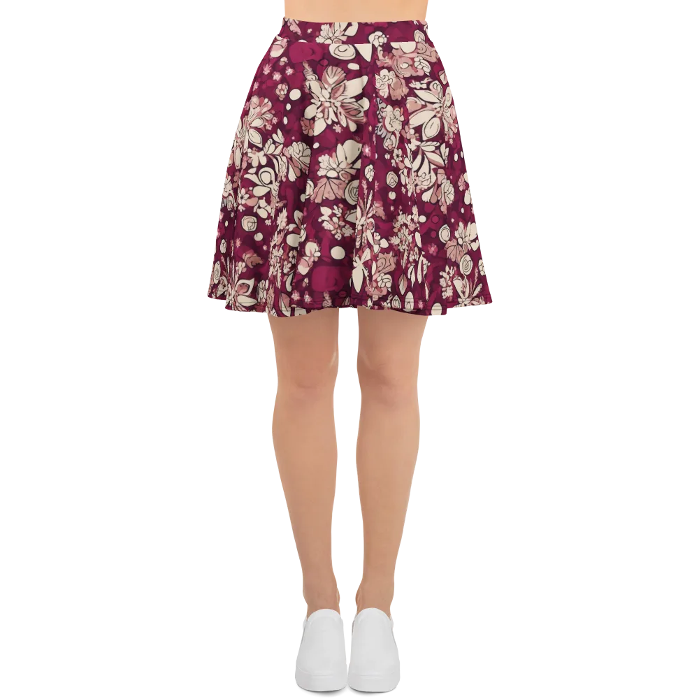 Merlot Meadow on Skater Skirt — Front