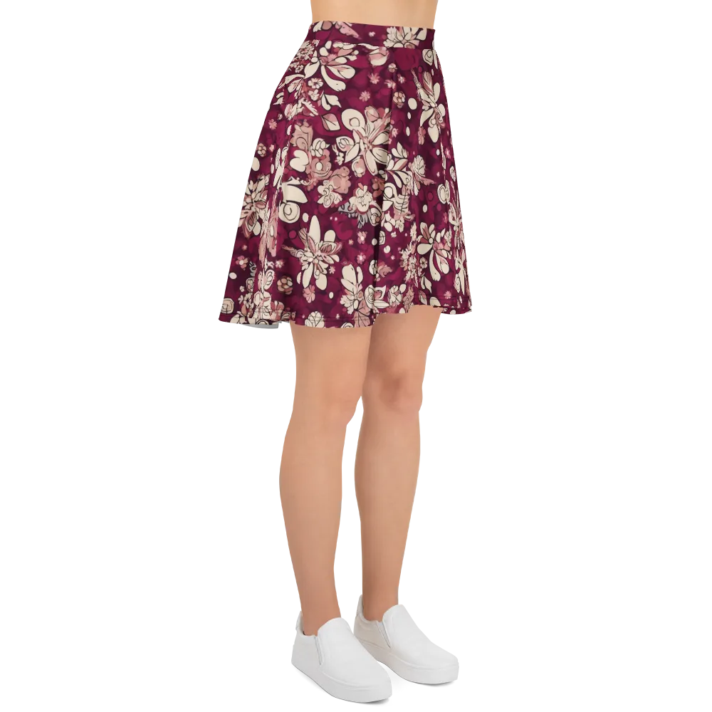 Merlot Meadow on Skater Skirt — Right