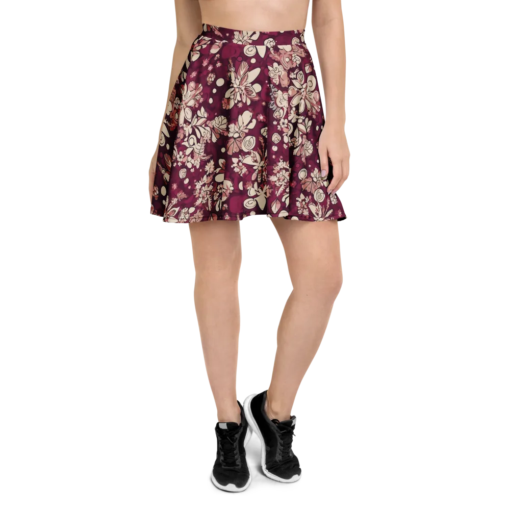 Merlot Meadow on Skater Skirt — Front