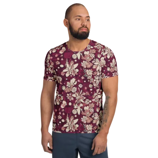 Merlot Meadow on a Men's Athletic T-Shirt