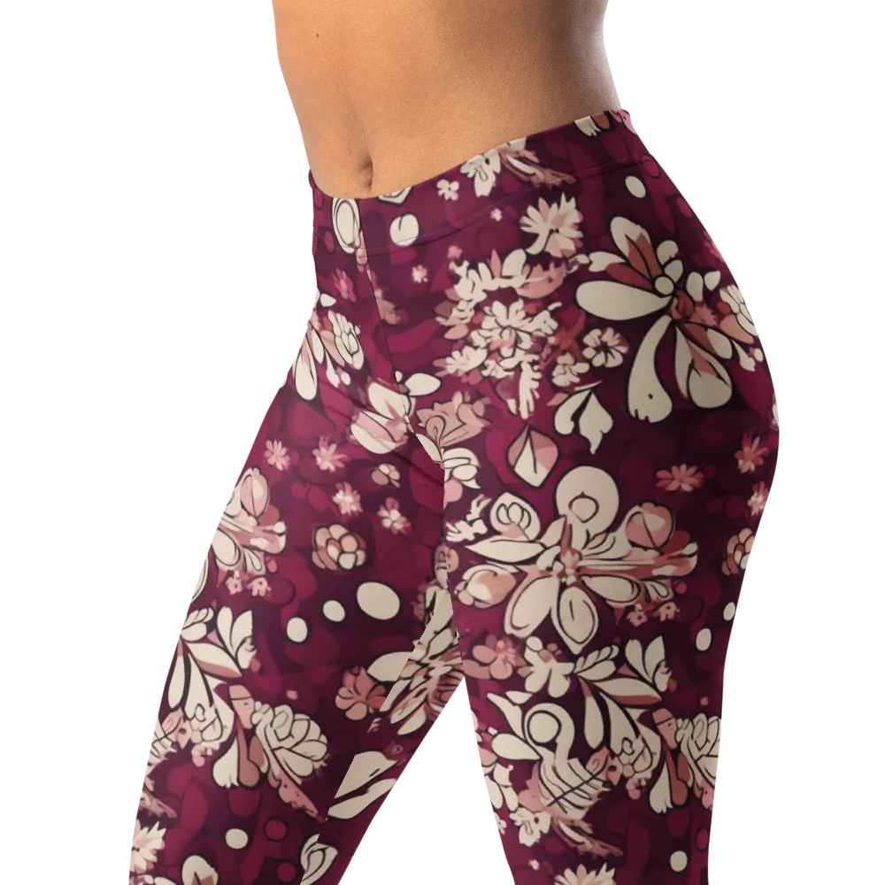 Merlot Meadow on Leggings — Left Front