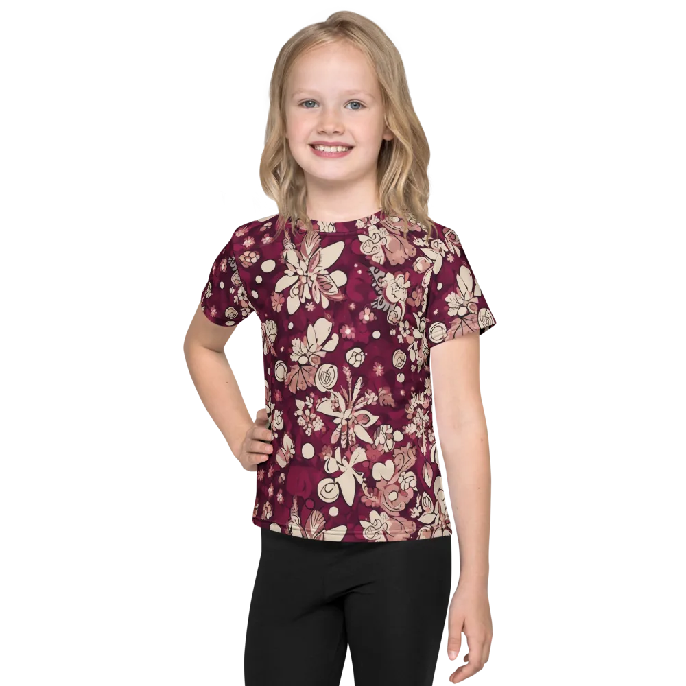 Merlot Meadow on Kids Crew Neck T-Shirt — Front