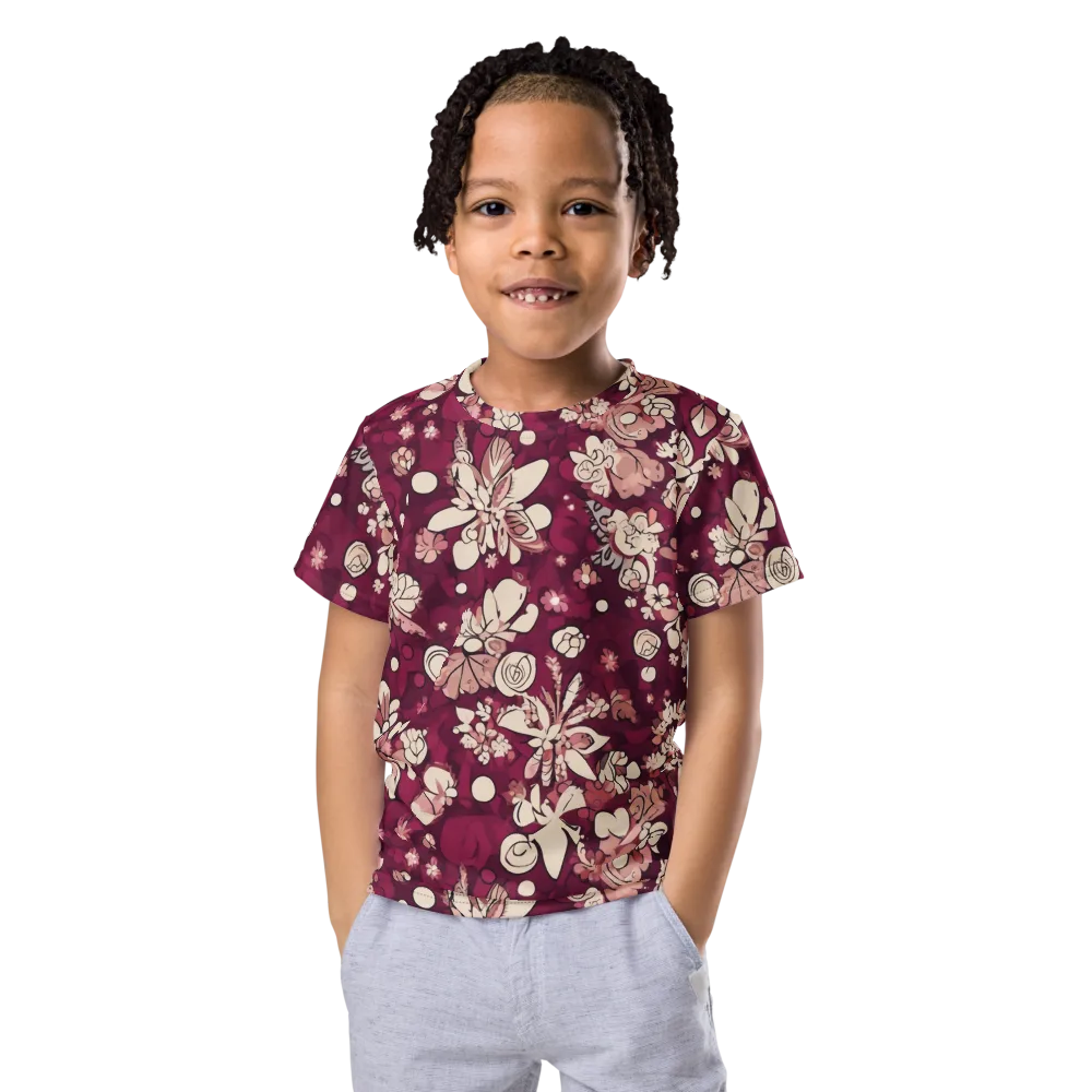 Merlot Meadow on Kids Crew Neck T-Shirt — Front